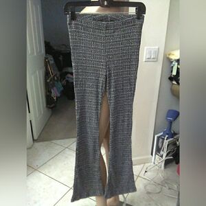 NWT URBAN OUTFITTERS High-Waist Knit FLAREED Leg Pants Black and White WAFFLE SP
